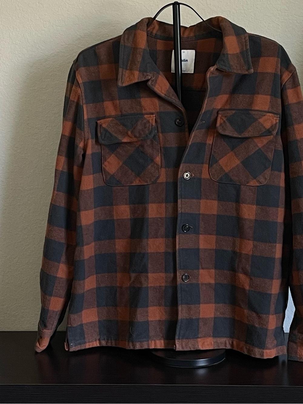 Katin Shiloh Heavyweight Brushed Flannel Shacket Jacket Shirt Brick Black Large
